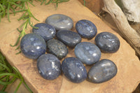 Polished Lazulite Galet-Palm Stones x 12 From Madagascar