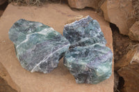 Natural Watermelon Fluorite Cobbed Specimens x 3 From Uis, Namibia