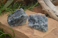 Natural Watermelon Fluorite Cobbed Specimens x 3 From Uis, Namibia