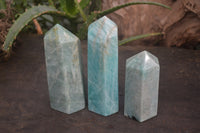 Polished Amazonite Points x 3 From Madagascar