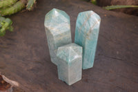 Polished Amazonite Points x 3 From Madagascar