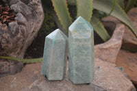 Polished Amazonite Points x 3 From Madagascar