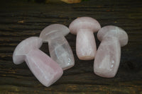 Polished Rose Quartz Mushrooms x 4 From Madagascar