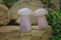 Polished Rose Quartz Mushrooms x 4 From Madagascar