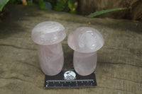 Polished Rose Quartz Mushrooms x 4 From Madagascar