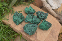 Natural Silky Malachite Specimens x 6 From Kasompe, Congo