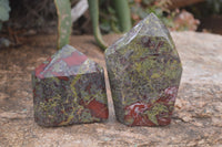 Polished Dragon Bloodstone Points x 2 From South Africa