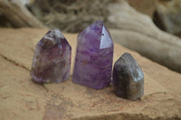 Polished Smokey Amethyst Window Quartz Points x 12 From Akansobe, Madagascar