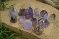 Polished Smokey Amethyst Window Quartz Points x 12 From Akansobe, Madagascar