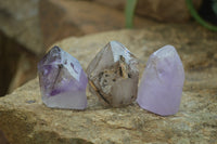 Polished Smokey Amethyst Window Quartz Points x 12 From Akansobe, Madagascar