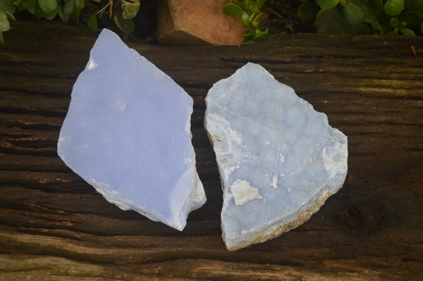 Natural Crystalline Blue Lace Agate Plates x 2 From Namibia