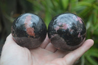 Polished Rhodonite Spheres x 4 From Ambindavato, Madagascar