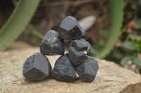 Natural Alluvial Schorl Black Tourmaline Crystals x 35 From Zimbabwe