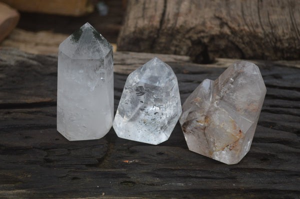 Polished Mixed Quartz Points x 3 From Madagascar