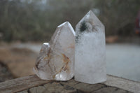 Polished Mixed Quartz Points x 3 From Madagascar