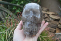 Polished Smokey Quartz Skull Carving x 1 From Madagascar