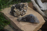 Natural Smokey Morion Crystal with Aegirine and Cluster with Orthoclase x 2 From Zomba, Malawi