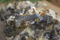 Natural Smokey Morion Crystal with Aegirine and Cluster with Orthoclase x 2 From Zomba, Malawi