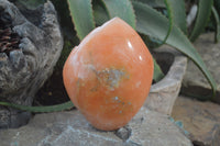 Polished Orange Twist Calcite Leaf Sculpture x 1 From Maevantanana, Madagascar