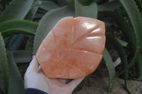 Polished Orange Twist Calcite Leaf Sculpture x 1 From Maevantanana, Madagascar