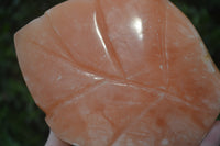 Polished Orange Twist Calcite Leaf Sculpture x 1 From Maevantanana, Madagascar