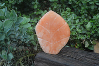 Polished Orange Twist Calcite Leaf Sculpture x 1 From Maevantanana, Madagascar