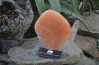 Polished Orange Twist Calcite Leaf Sculpture x 1 From Maevantanana, Madagascar