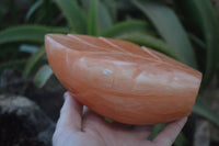 Polished Orange Twist Calcite Leaf Sculpture x 1 From Maevantanana, Madagascar