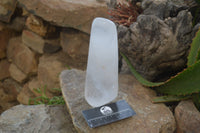 Polished Rock Crystal Quartz Standing Free Forms x 2 from Madagascar