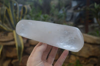 Polished Rock Crystal Quartz Standing Free Forms x 2 from Madagascar