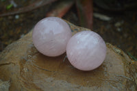 Polished Rose Quartz Sphere-Balls x 4 From Madagascar