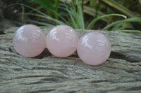 Polished Rose Quartz Sphere-Balls x 4 From Madagascar