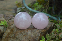 Polished Rose Quartz Sphere-Balls x 4 From Madagascar