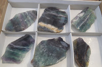 Polished On One Side Watermelon Fluorite Specimens x 6 From Uis, Namibia