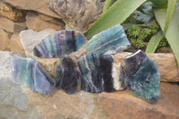 Polished On One Side Watermelon Fluorite Specimens x 6 From Uis, Namibia