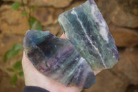 Polished On One Side Watermelon Fluorite Specimens x 6 From Uis, Namibia