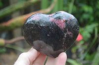 Polished Rhodonite Gemstone Hearts x 3 From Madagascar