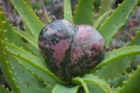 Polished Rhodonite Gemstone Hearts x 3 From Madagascar