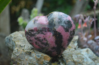 Polished Rhodonite Gemstone Hearts x 3 From Madagascar