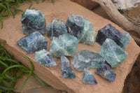 Natural Watermelon Fluorite Cobbed Specimens x 12 From Uis, Namibia