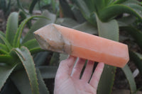 Polished Orange Twist Calcite Point-Prisms x 2 From Madagascar