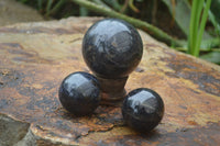 Polished Iolite Water Sapphire Sphere-Balls x 4 From Madagascar