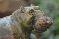 Polished Mixed Stone Hippo Carvings x 3 From Zimbabwe