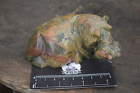 Polished Mixed Stone Hippo Carvings x 3 From Zimbabwe