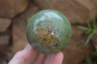 Polished Green Chrysoprase Sphere-Balls x 6 From Madagascar