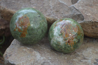 Polished Green Chrysoprase Sphere-Balls x 6 From Madagascar