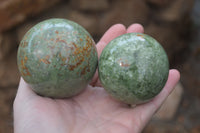 Polished Green Chrysoprase Sphere-Balls x 6 From Madagascar