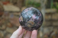 Polished Rhodonite Sphere-Balls x 3 From Ambindavato, Madagascar