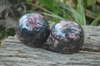 Polished Rhodonite Sphere-Balls x 3 From Ambindavato, Madagascar