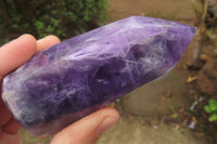 Polished Chevron Amethyst Points x 2 From Zambia